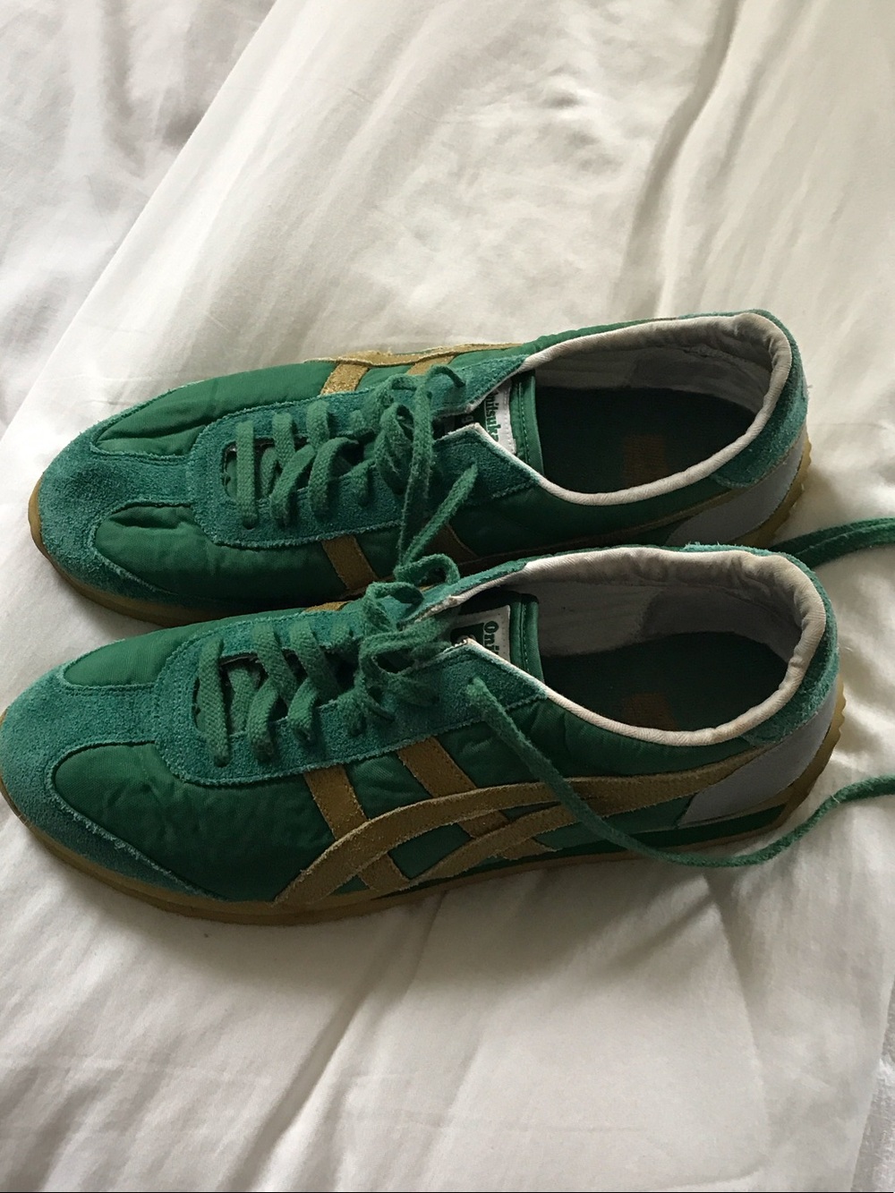 Onitsuka tiger Green Suede & Nylon Men's Sneakers with Gold Stripes